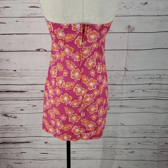 Rave City Tropical Pink Floral Print medium 90s Grunge Punk skater Emo Dress - Picture 4 of 8